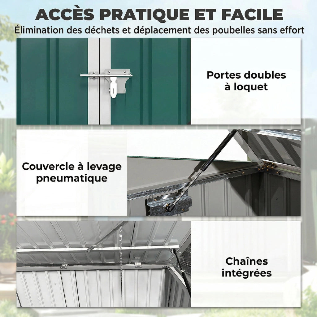 Contenitore per Rifiuti da Esterno in Acciaio Galvanizzato ¨C Minimal ¨C Verde 180x108x130cm