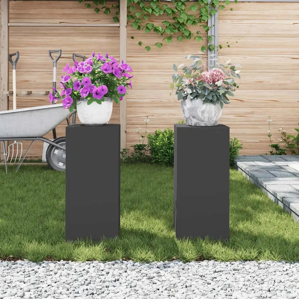 Supporto per piante 2 pcs Nero 24 x 24 x 55 cm Acciaio 865813