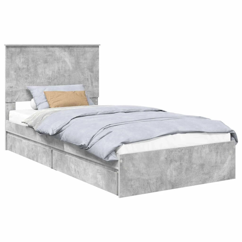 Letto con Contenitore con testiera Grigio cemento 100 x 200 cm