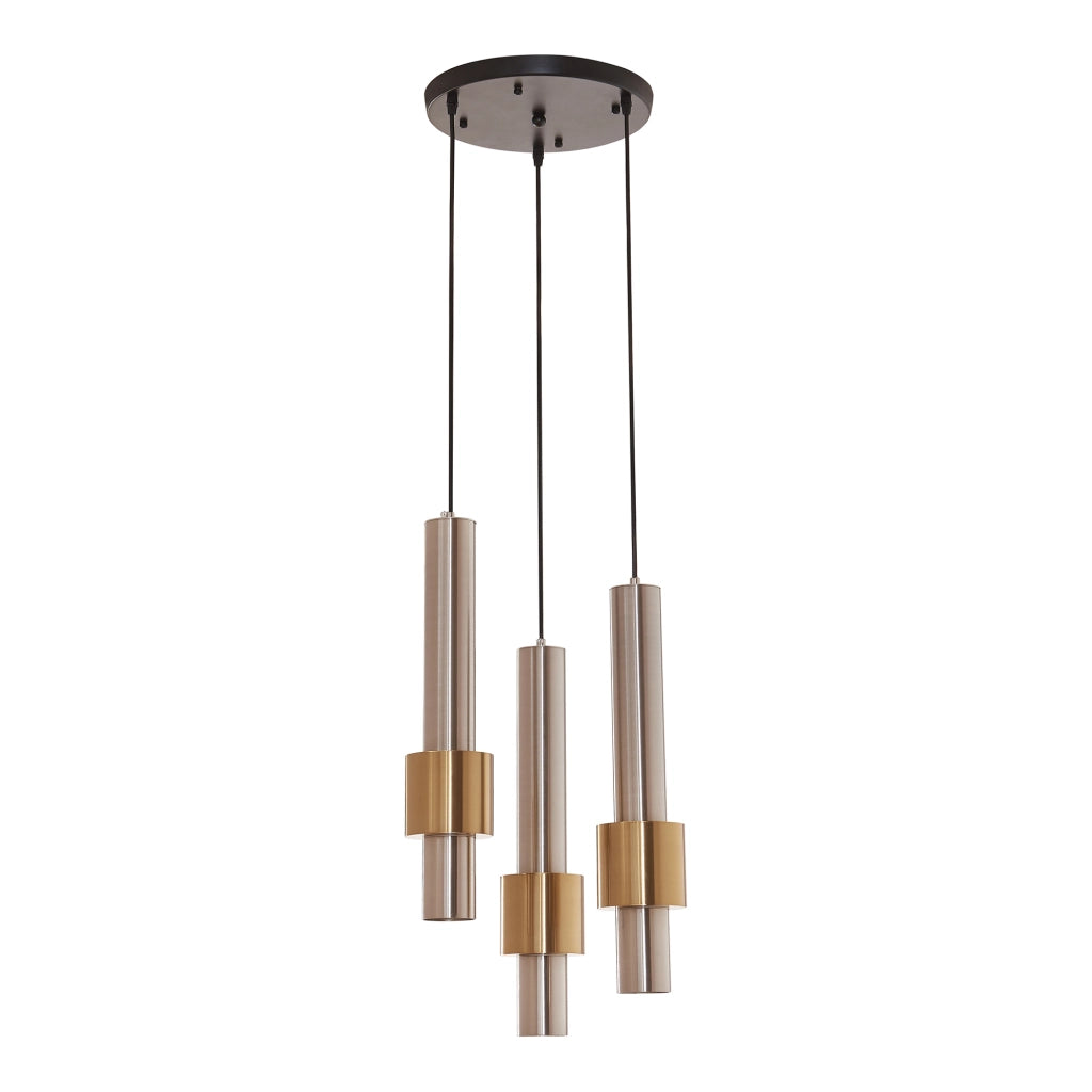 Lampada a Sospensione Lulled in Metallo con 3 Paralumi - Argento / Oro lux.pro