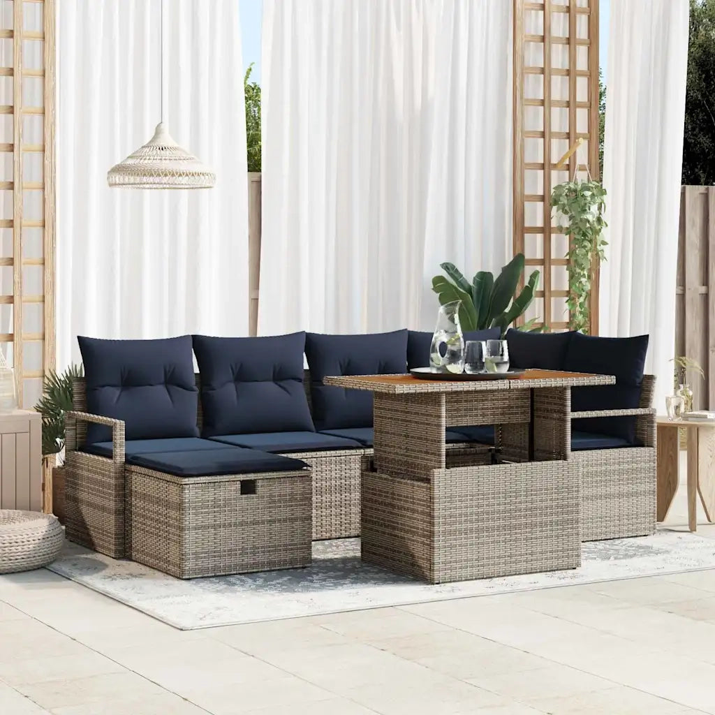 Set Divano da Giardino con cuscino 7 pcs Grigio polyrattan 3360000