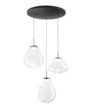 Lampada a Sospensione Deva Ø500mm 42W LED 4530lm CCT 2700K/3000K/4000K Dimmerabile Struttura Metallo e Vetro Borosilicato Trasparente - Deva