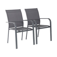 Set di 2 sedie da giardino impilabile in alluminio e textilene,