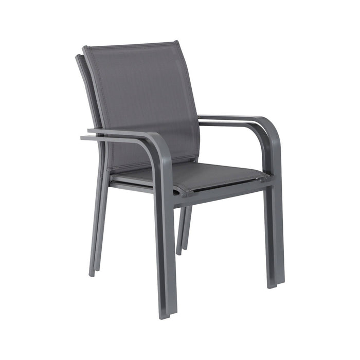 Set di 2 sedie da giardino impilabile in alluminio e textilene,