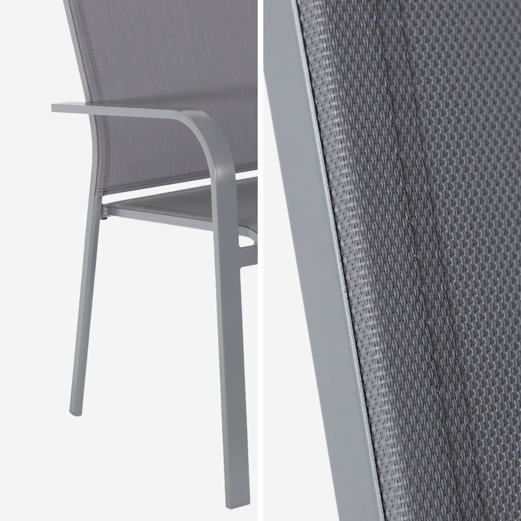 Set di 2 sedie da giardino impilabile in alluminio e textilene,