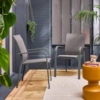 Set di 2 sedie da giardino impilabile in alluminio e textilene,