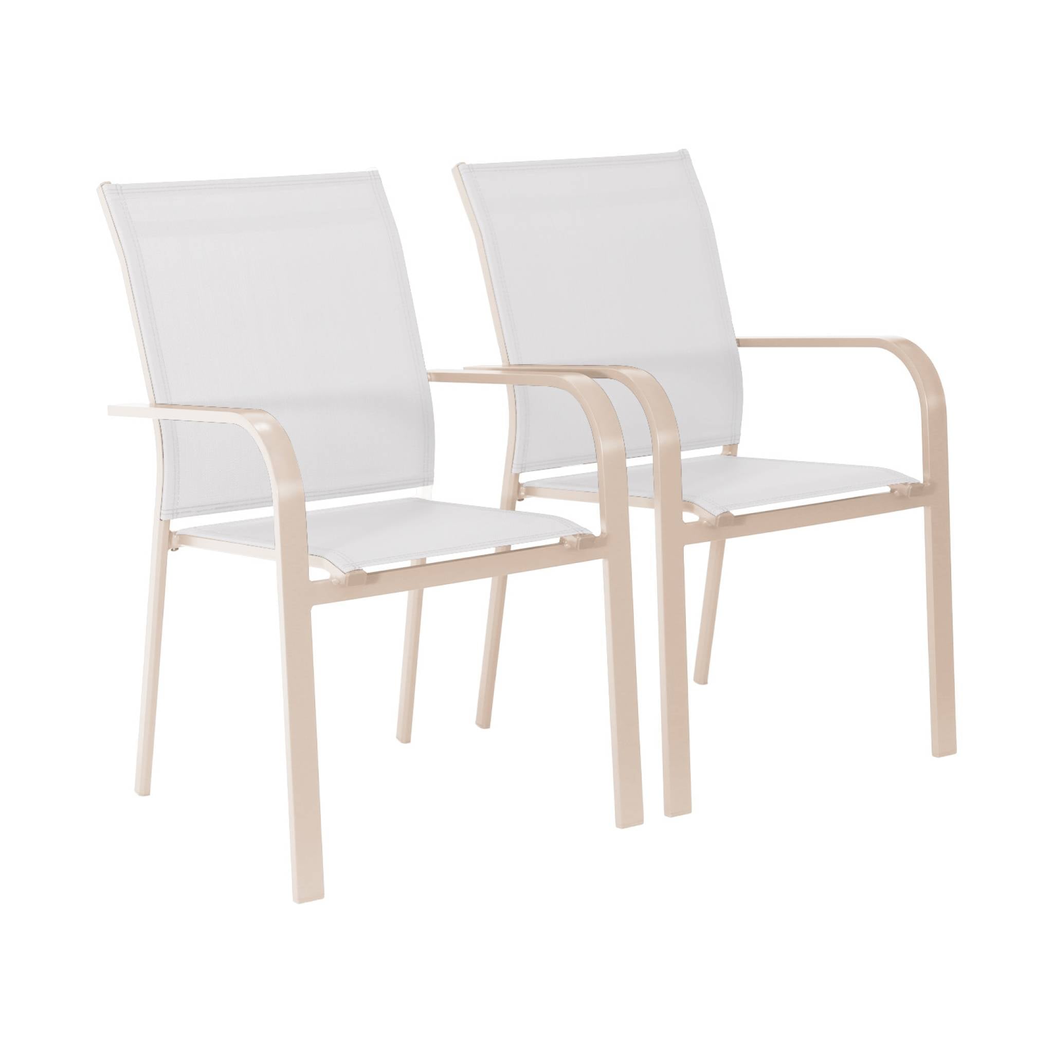 Set di 2 sedie da giardino impilabile in alluminio e textilene, beige