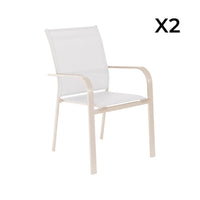 Set di 2 sedie da giardino impilabile in alluminio e textilene, beige