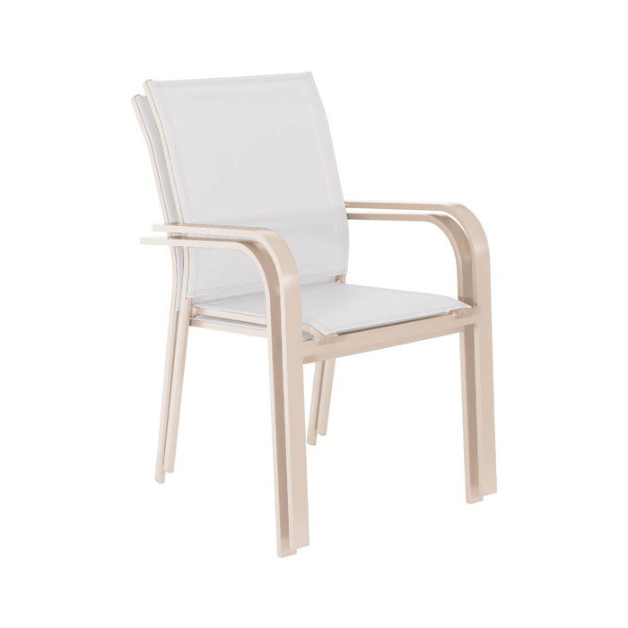 Set di 2 sedie da giardino impilabile in alluminio e textilene, beige