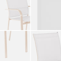 Set di 2 sedie da giardino impilabile in alluminio e textilene, beige