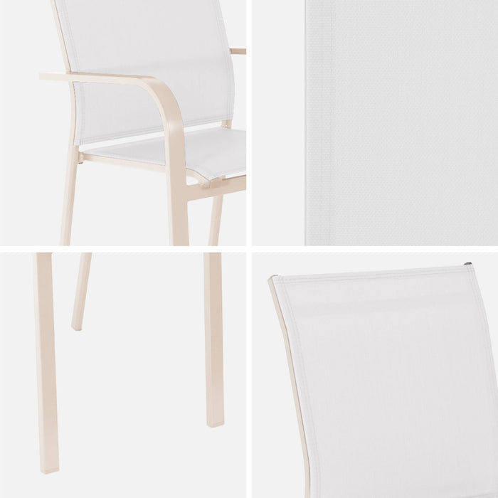 Set di 2 sedie da giardino impilabile in alluminio e textilene, beige