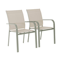Set di 2 sedie da giardino impilabile in alluminio e textilene, verde