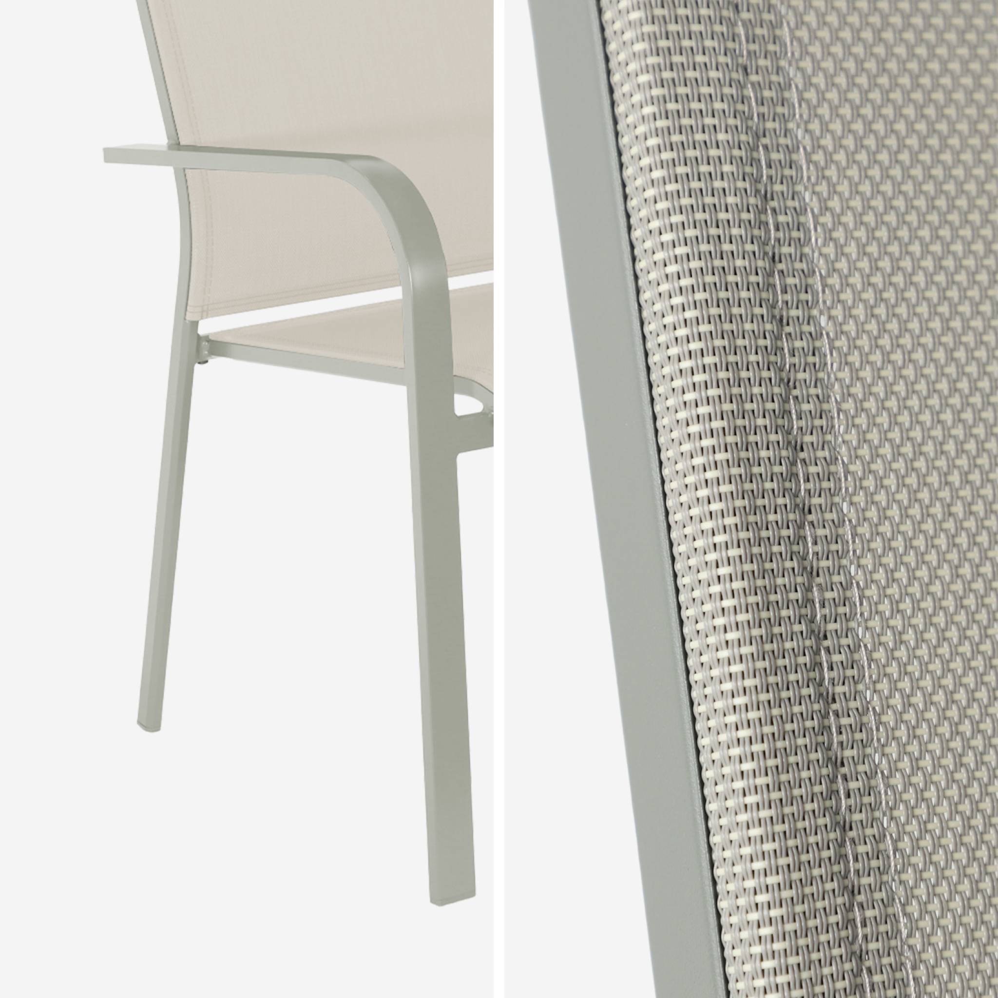 Set di 2 sedie da giardino impilabile in alluminio e textilene, verde