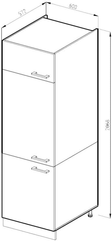 Armadio frigorifero R-Line, Quercia dorata, 60 cm Forma a J, per la libera combinazione all'interno di sistemi cucina modulari