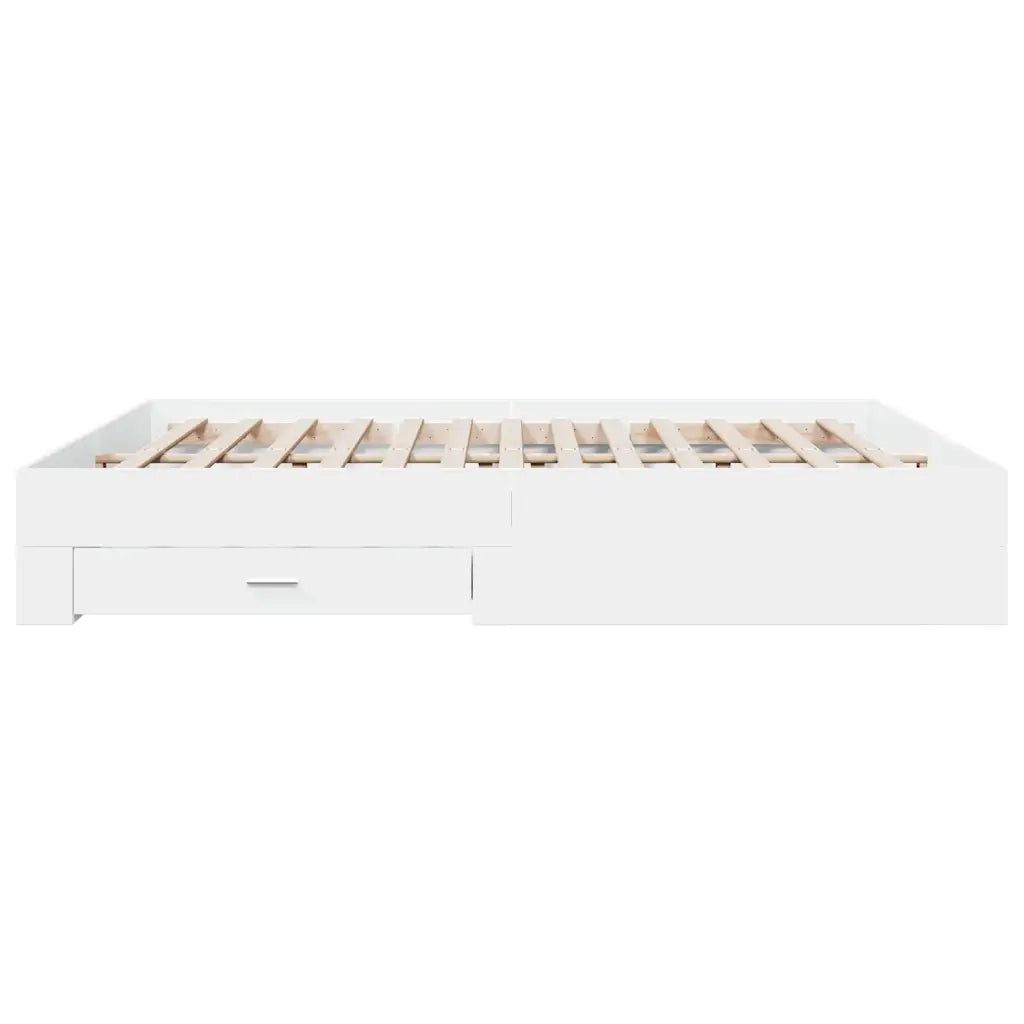 Letto matrimoniale | Letto per adulti | Giroletto con Cassetti Bianco 180x200 cm in Legno Multistrato