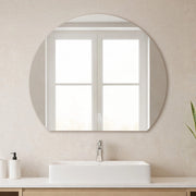 Specchio bagno a mezzaluna 100 cm a filo lucido con installazione a parete