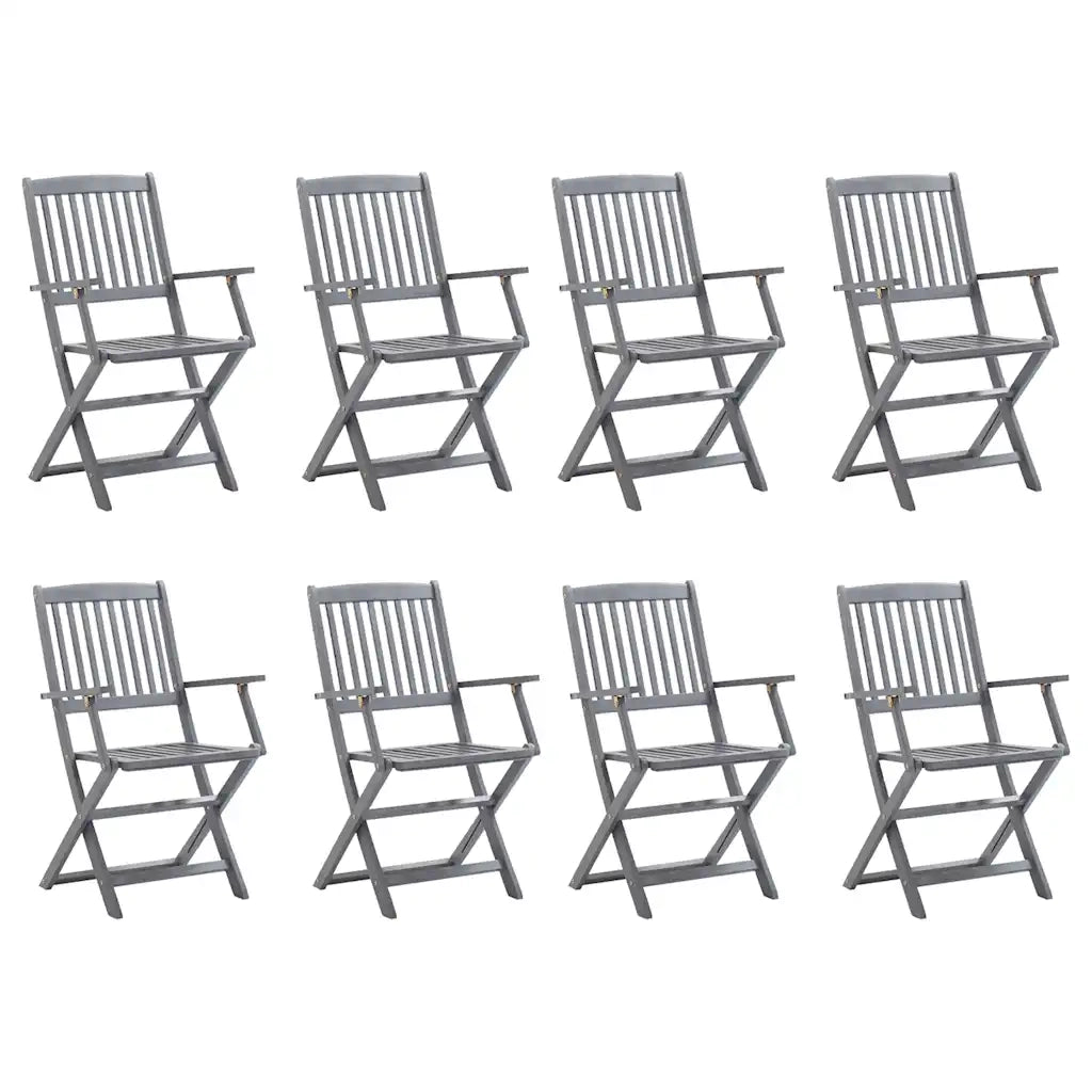 Sedie da Giardino Pieghevoli 8 pz con Cuscini Massello Acacia 3078264