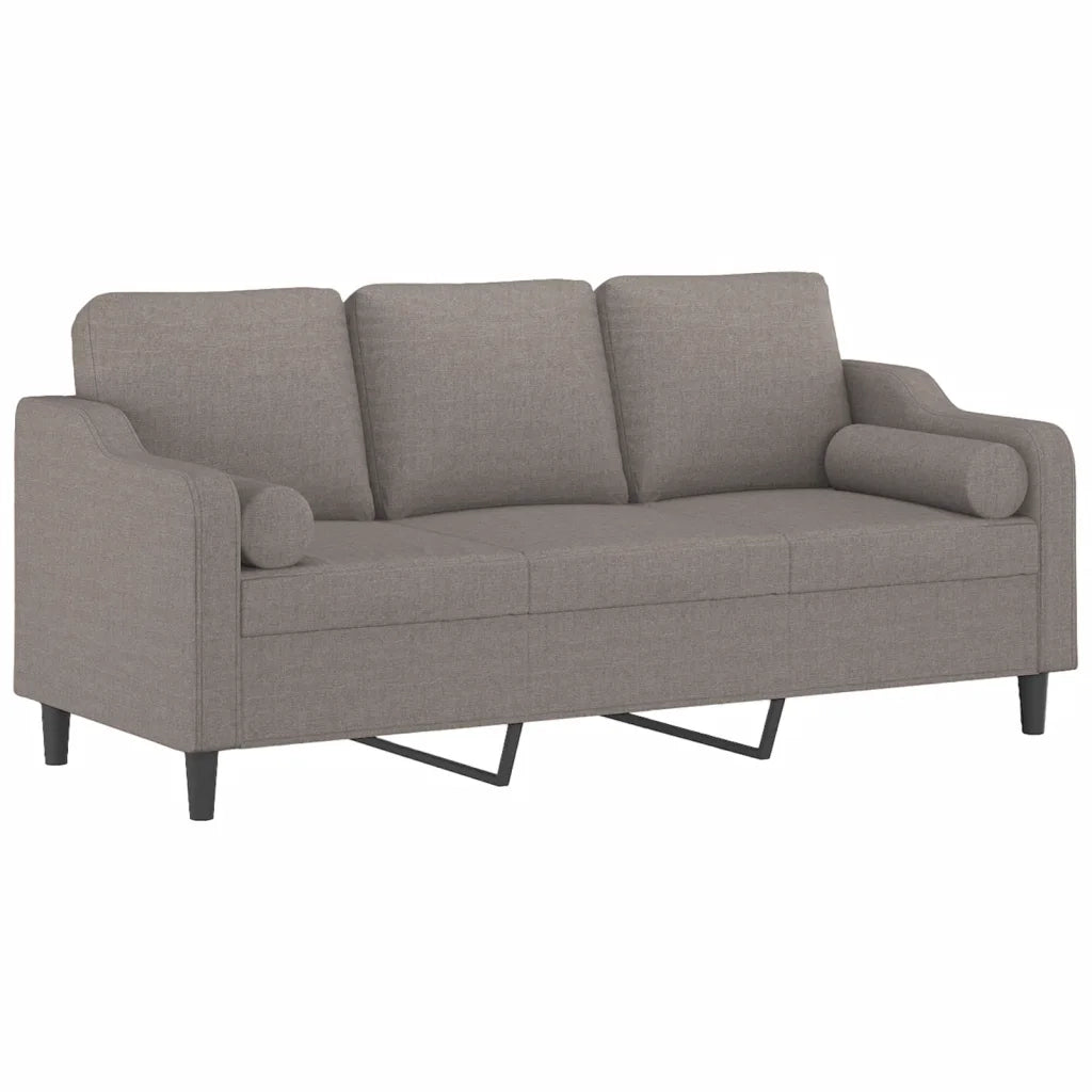 Divano a 3 Posti con Cuscini-Sofa 3 Posti con Cuscini Tortora 180 cm in Tessuto 482773