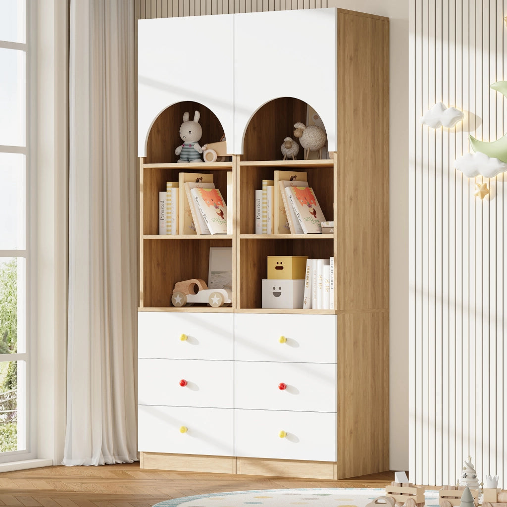 Armadio contenitore 50x50x200 cm con 3 cassetti in MDF bianco