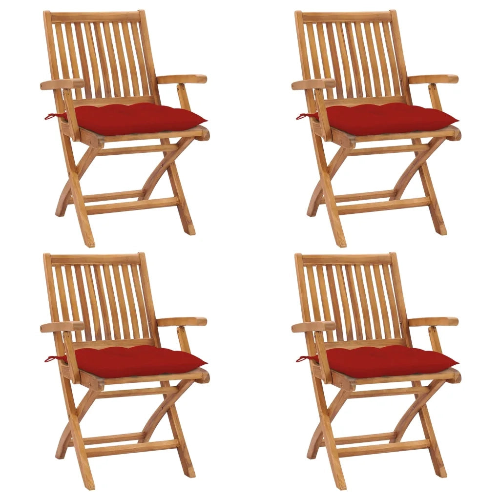Sedie da Giardino Pieghevoli con Cuscini 4 pz Massello di Teak cod mxl 75185