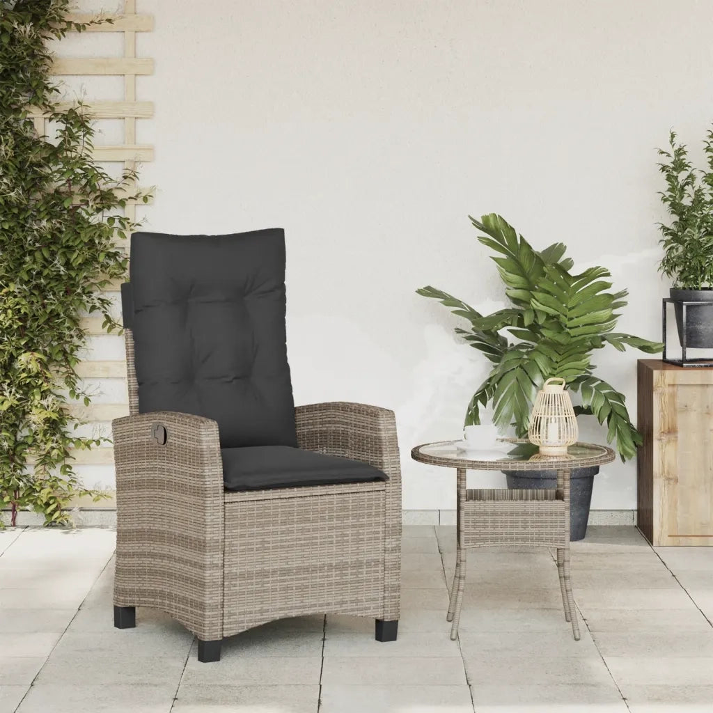 Sedia Reclinabile da Giardino | Sedie da Esterno con Cuscini Grigia in Polyrattan