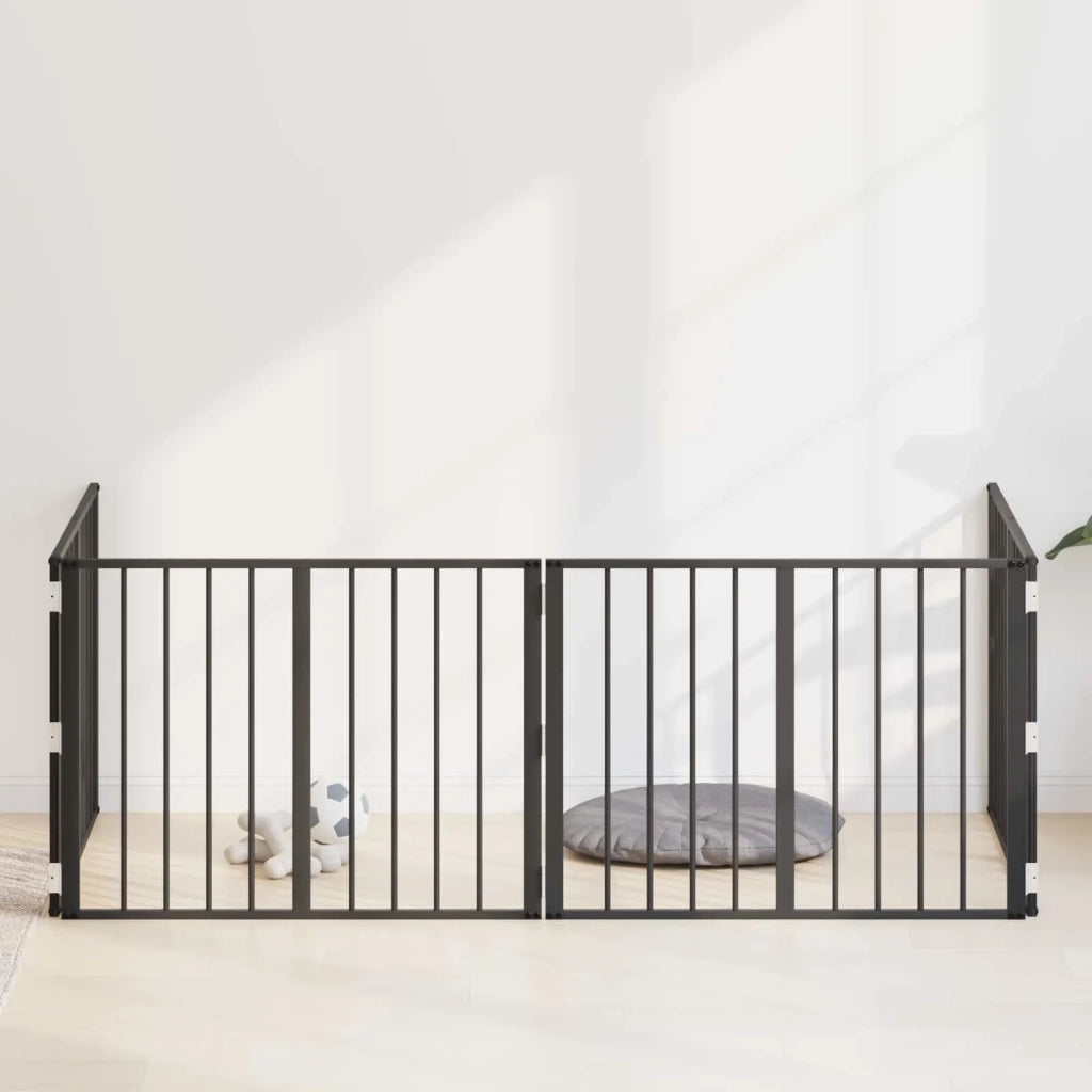 Cancello per cani 4 pcs Nero 80 x 60 cm Acciaio zincato 892010