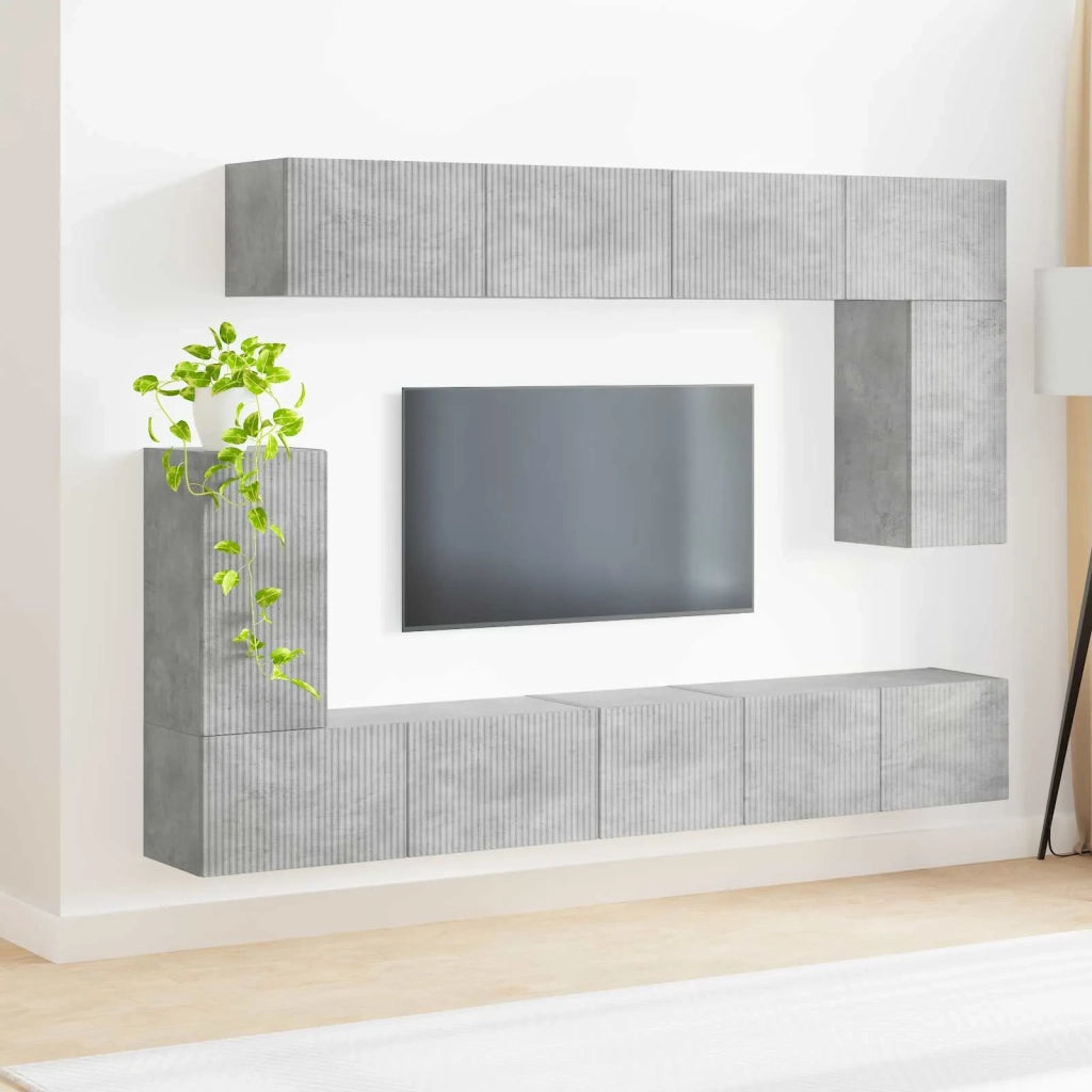 Set mobile TV 5 pcs Grigio cemento Legno multistrato 3409090