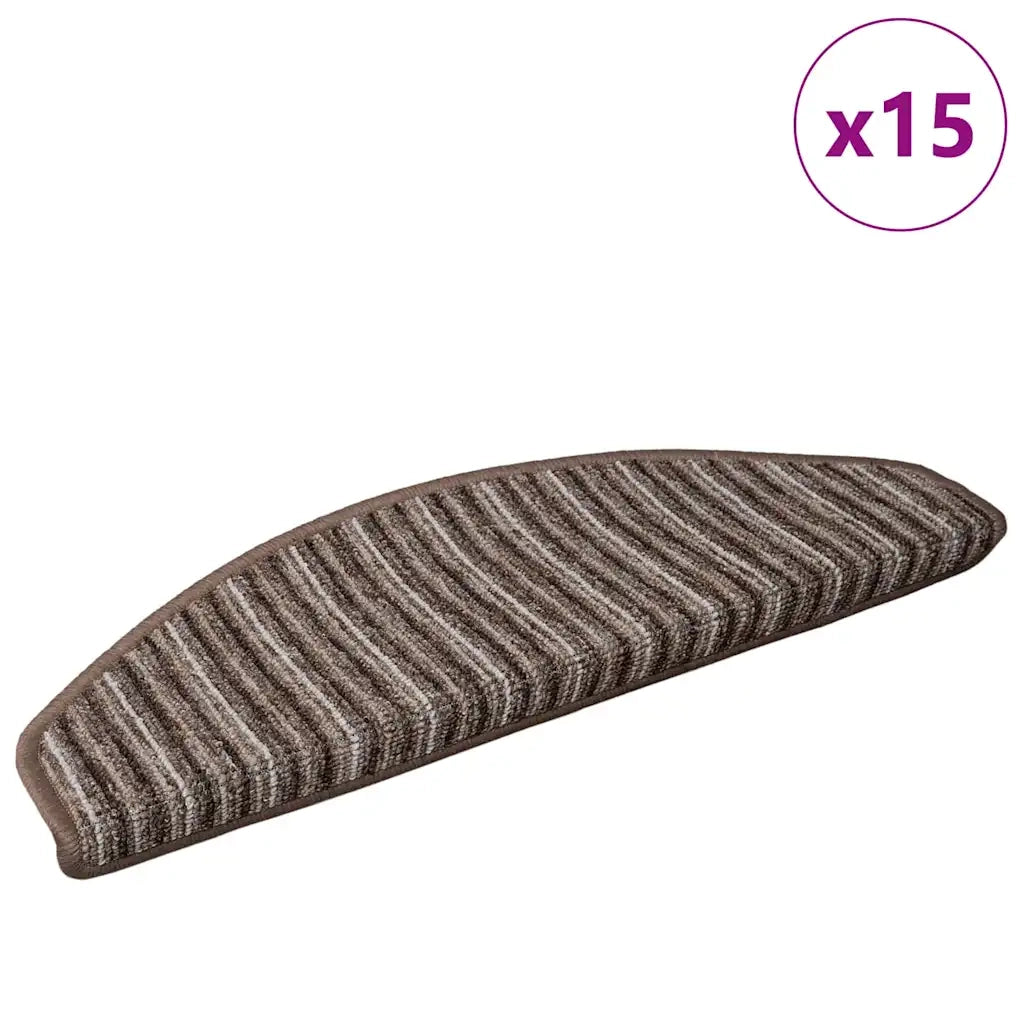 Tappetini per scale autoadesivi 15 pcs Marrone 65 x 21 x 4 cm 42011445