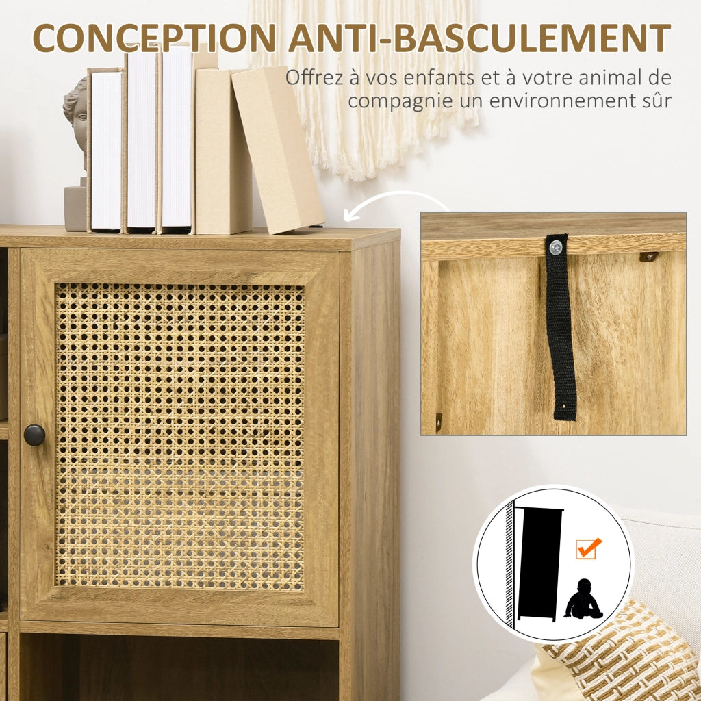 Credenza 2 ante effetto legno e cannage ¨C Xylo ¨C 90x32.5x120 cm
