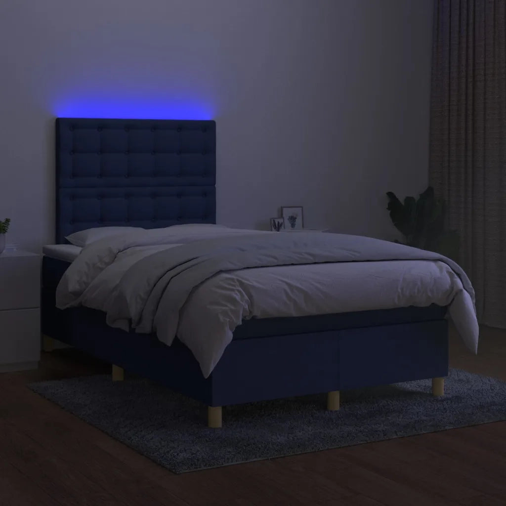 Letto a Molle con Materasso e LED Blu 120x200cm in Tessuto 3135747