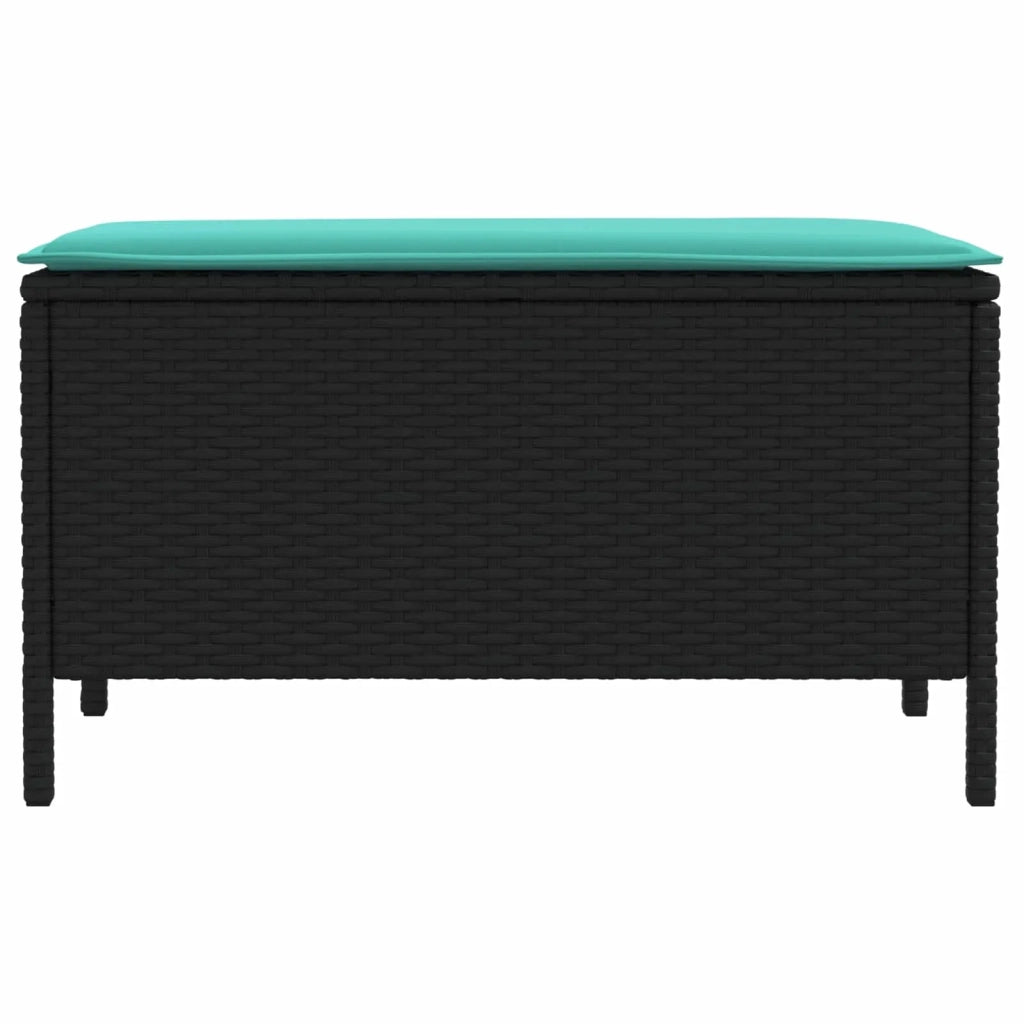 Sedia da giardino-Poggiapiedi da Giardino Nero e Turchese 80 x 38 x 42 cm