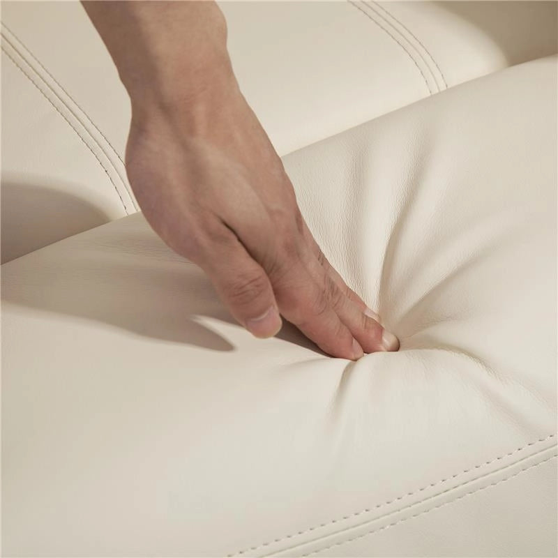 POLTRONA ALZAPERSONA RECLINABILE A 160° CON POGGIAPIEDI E TELECOMANDO IN PELLE PU E ACCIAIO 76X90X105 CM CREMA