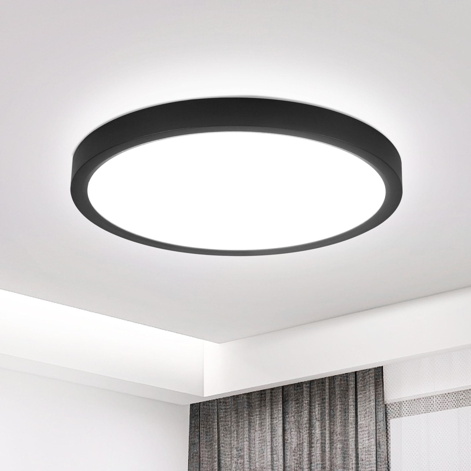 ZMH Lampada da soffitto LED piano 18cm 15W nero 6000K moderna per cucina corridoio camera letto
