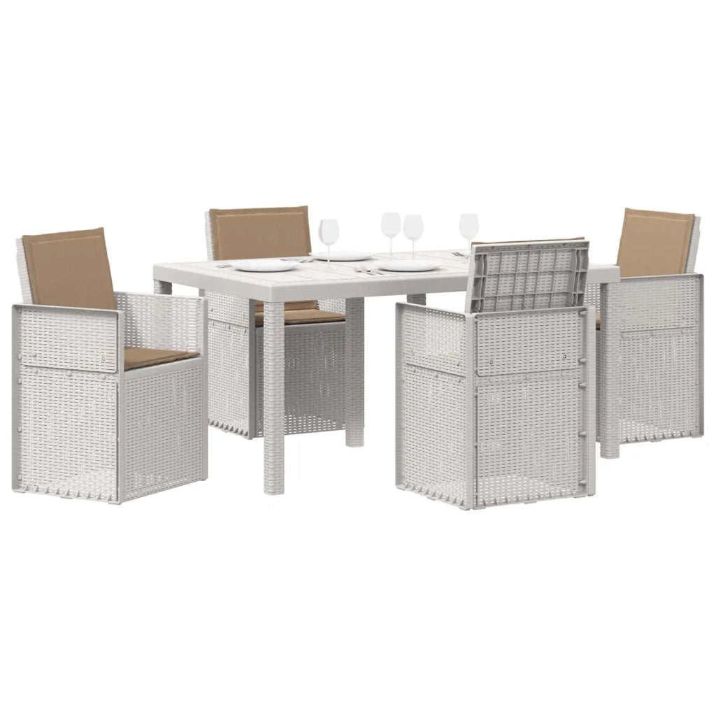 Set da Pranzo per Giardino 5 pcs Bianco e Tortora PP 3430065