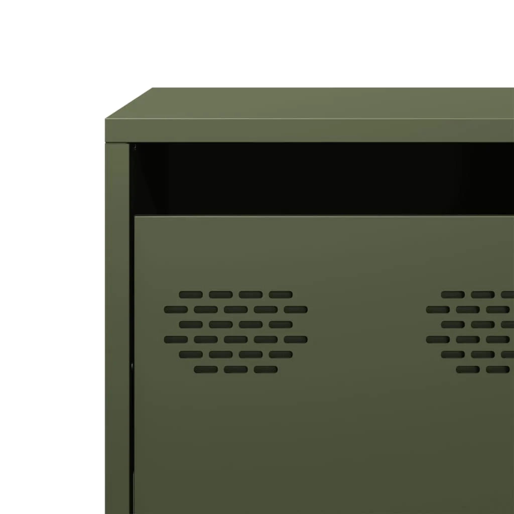 Mobile TV multimediale mensola TV credenza TV sala da pranzo soggiorno camera da letto verde oliva 68 x 39 x 43,5 cm acciaio laminato a freddo verde 02_0028266