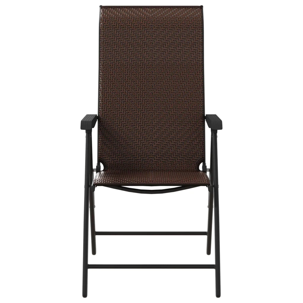 Sedie Pieghevoli da Giardino 4 pz Marroni in Polyrattan