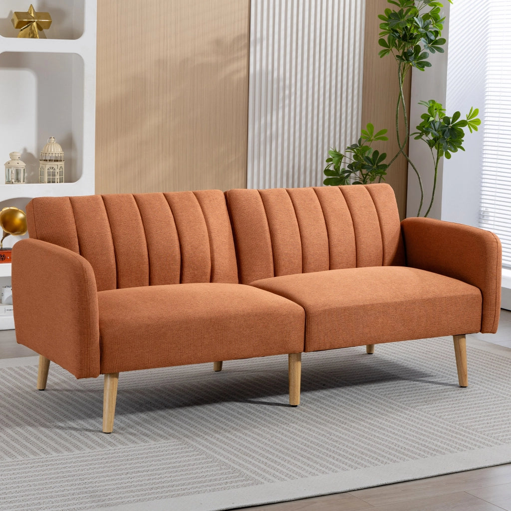 Divano letto 2 posti ¨C zephmum ¨C Tissu marrone, struttura legno