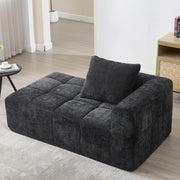 OKWISH Dormeuse con Seduta Imbottita, Tasche Laterali e Cuscino, Comfort Avvolgente per Relax, Ciniglia, Nero