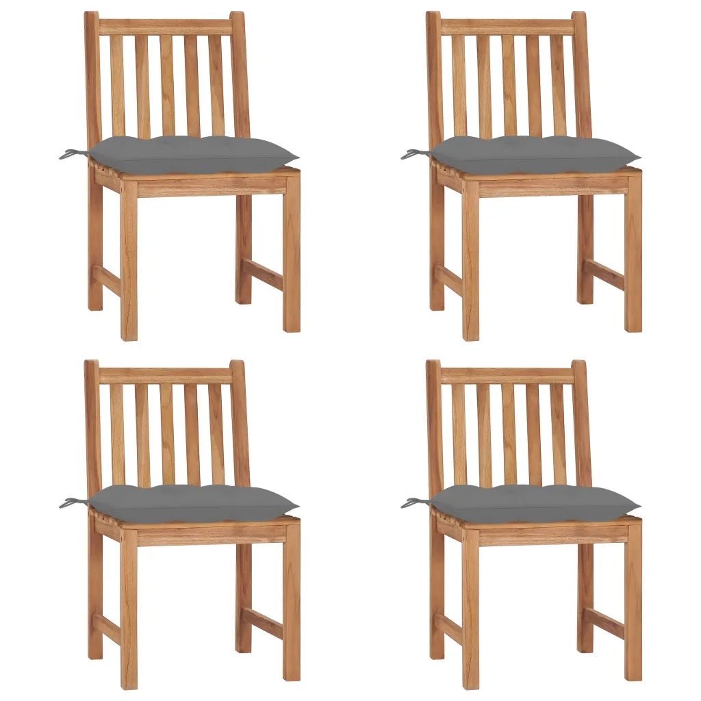 Sedie da Giardino 4 pz con Cuscini in Legno Massello di Teak cod mxl 12837