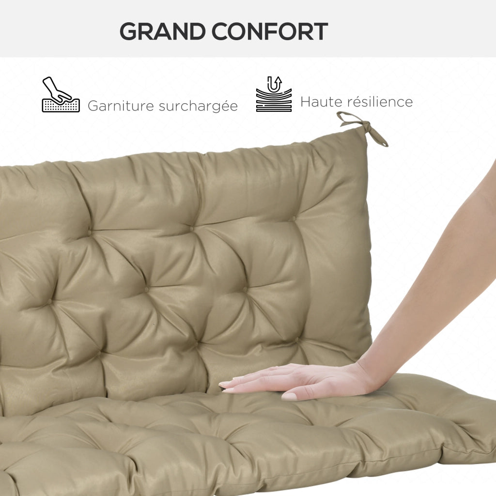 Cuscino per Divano da Giardino 3 Posti ¨C zephmum ¨C Kaki Chiaro 150x98x8 cm