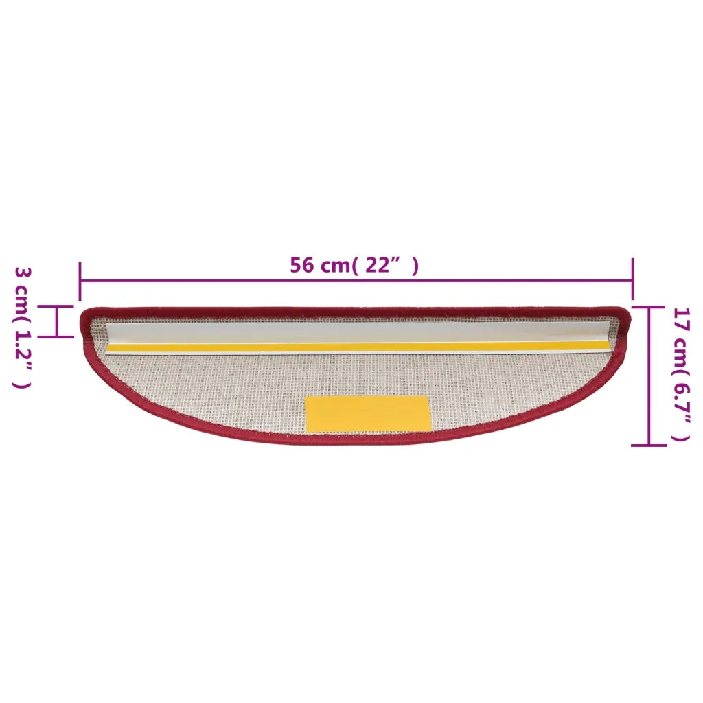 Tappetini per scale 15 pz 56x17x3 cm Rossi semicircolari 133881