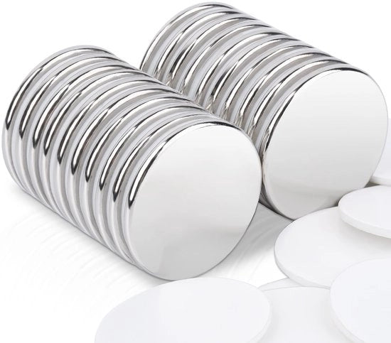 20 pezzi di magneti neodimio extra forti 25 x 2 mm, magneti forti per lavagne magnetiche, magneti piccoli magneti rotondi con aderenza bilaterale magneti autoadesivi forti per lavagna bianca, cucina, hobby, ufficio