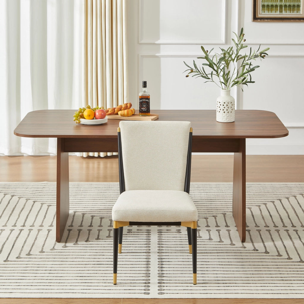 Set di 2 sedie da pranzo minimaliste con gambe regolabili in tessuto beige