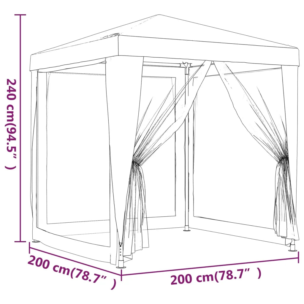 Tenda per Feste con 4 Pareti in Rete Antracite 2x2 m in HDPE