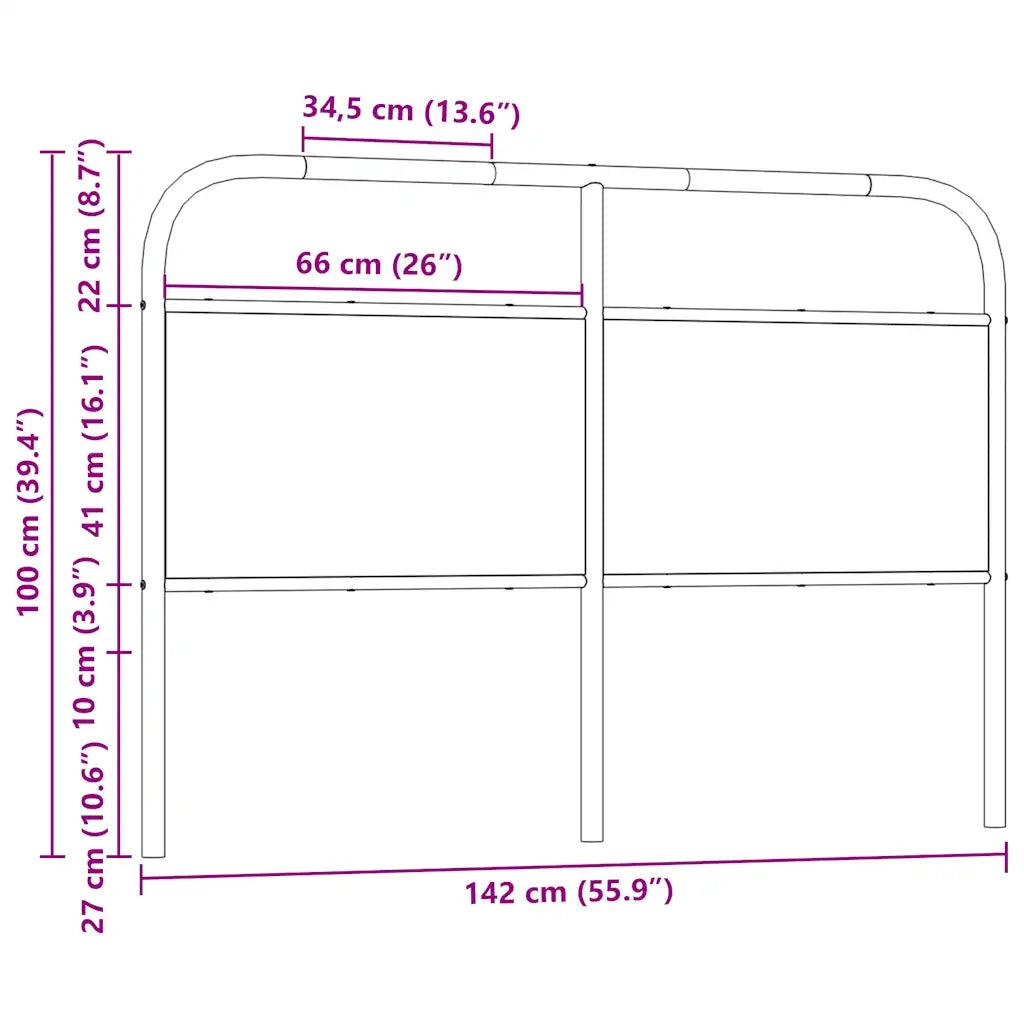 Testiera di Ricambio Rovere Fumo 135 cm in Acciaio e Legno Multistrato 4100241