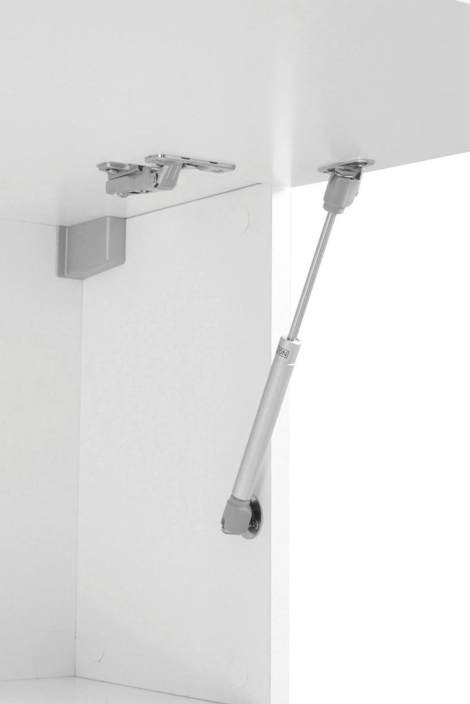 Pensile da Anette, Made in Italy, con anta a ribalta, Mobile da soggiorno sospeso, cm 180x30h40, colore Bianco lucido