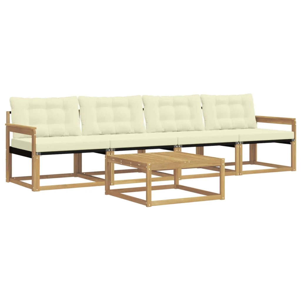 Set di divani da esterno 5 pcs Bianco e Crema 79 x 79 x 37 cm