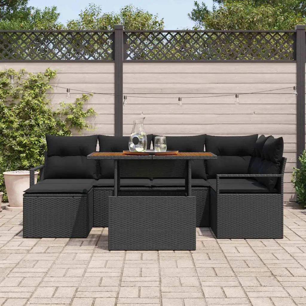 Set Divano da Giardino con archiviazione 7 pcs Nero Poly Rattan 3358473