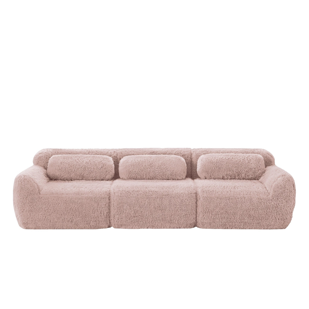 Divano a 3 posti in peluche - Zephmum- Modulare, antiscivolo, senza montaggio