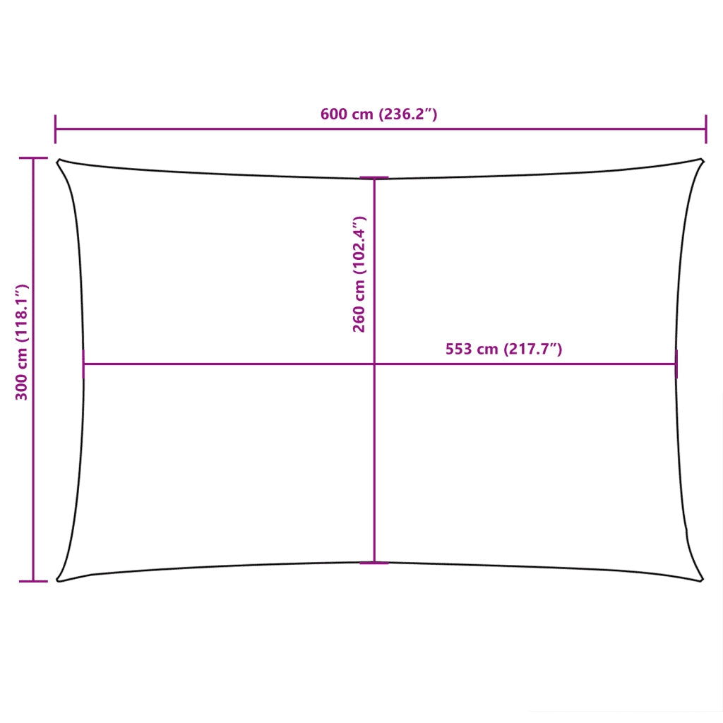 Parasole a Vela Oxford Rettangolare 3x6 m Beige